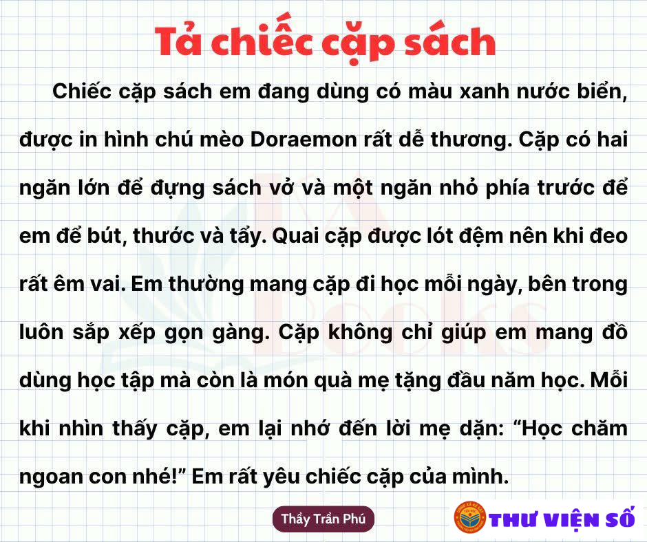 Đoạn văn hay tả đồ vật lớp 2