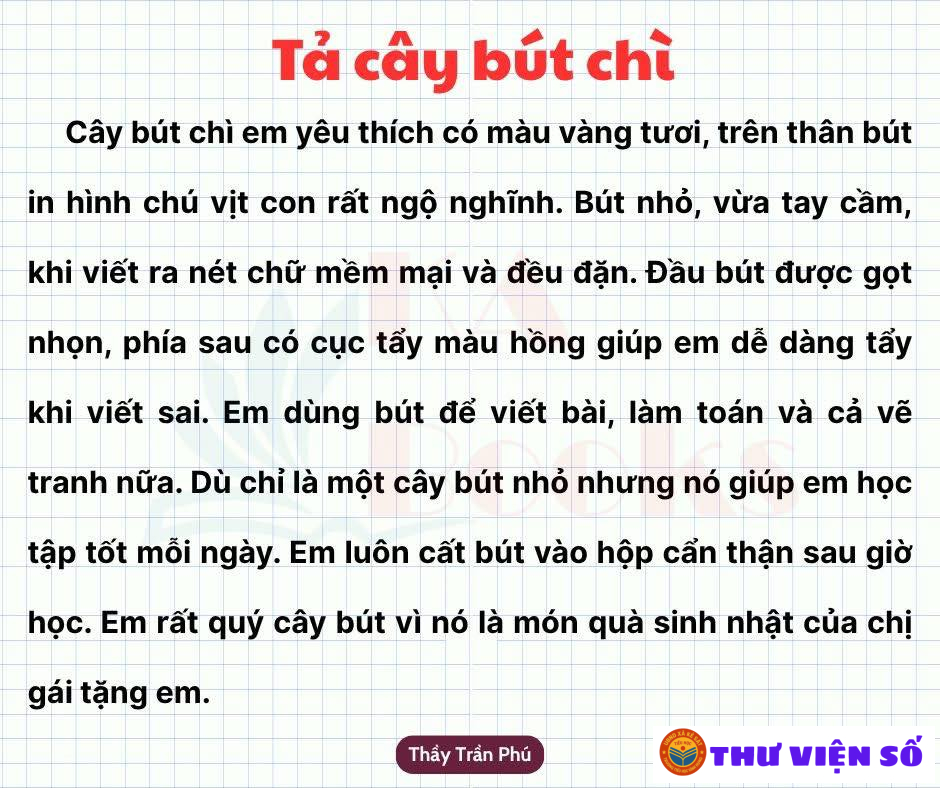 Đoạn văn hay tả đồ vật lớp 2