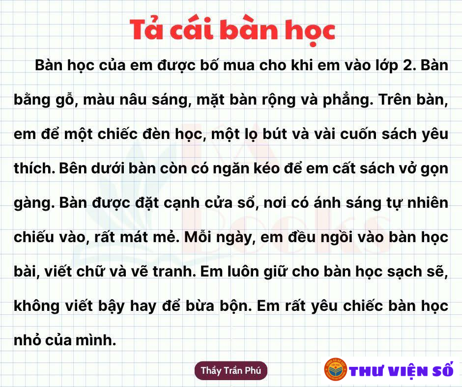 Đoạn văn hay tả đồ vật lớp 2