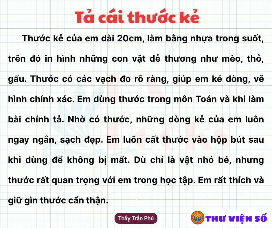 Đoạn văn hay tả đồ vật lớp 2