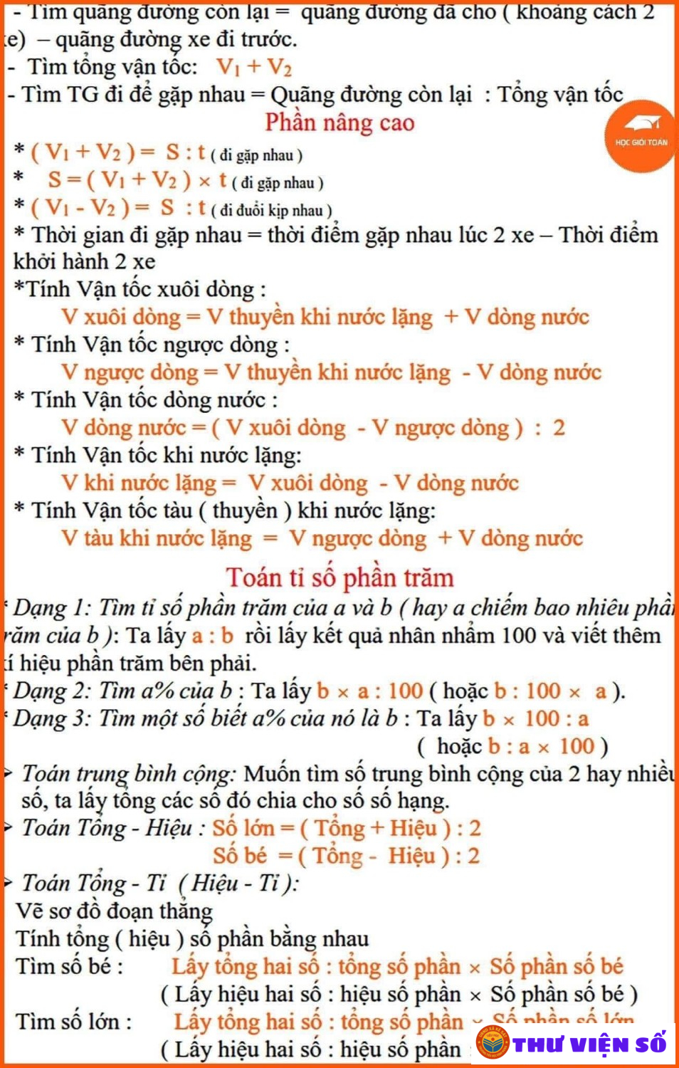 TRỌN BỘ CÔNG THỨC TOÁN NHẤT ĐỊNH PHẢI NHỚ TRONG CHƯƠNG TRÌNH TIỂU HỌC